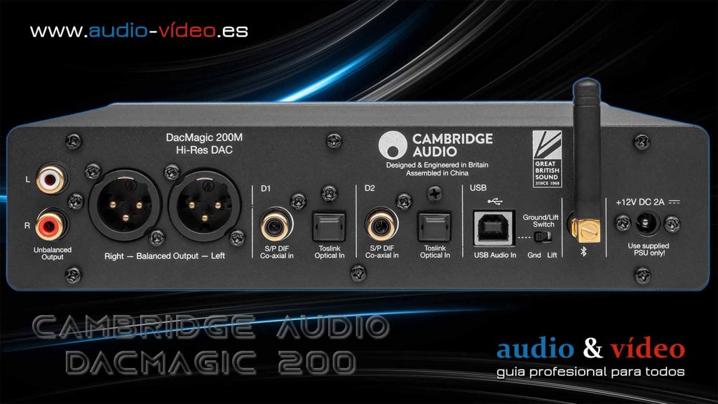 Amplificador de auriculares Cambridge Audio DAVMagic200 conectores