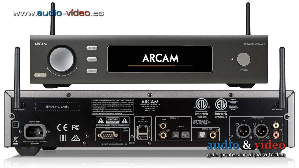 Arcam ST60 streamer frente trasero, conectores