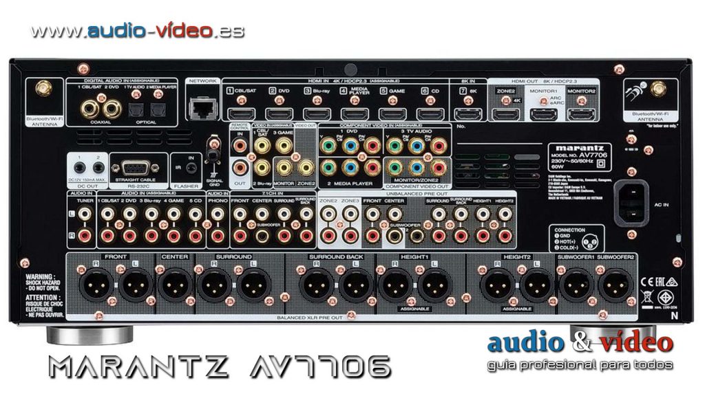 Preamplificador Marantz AV7706 conectores