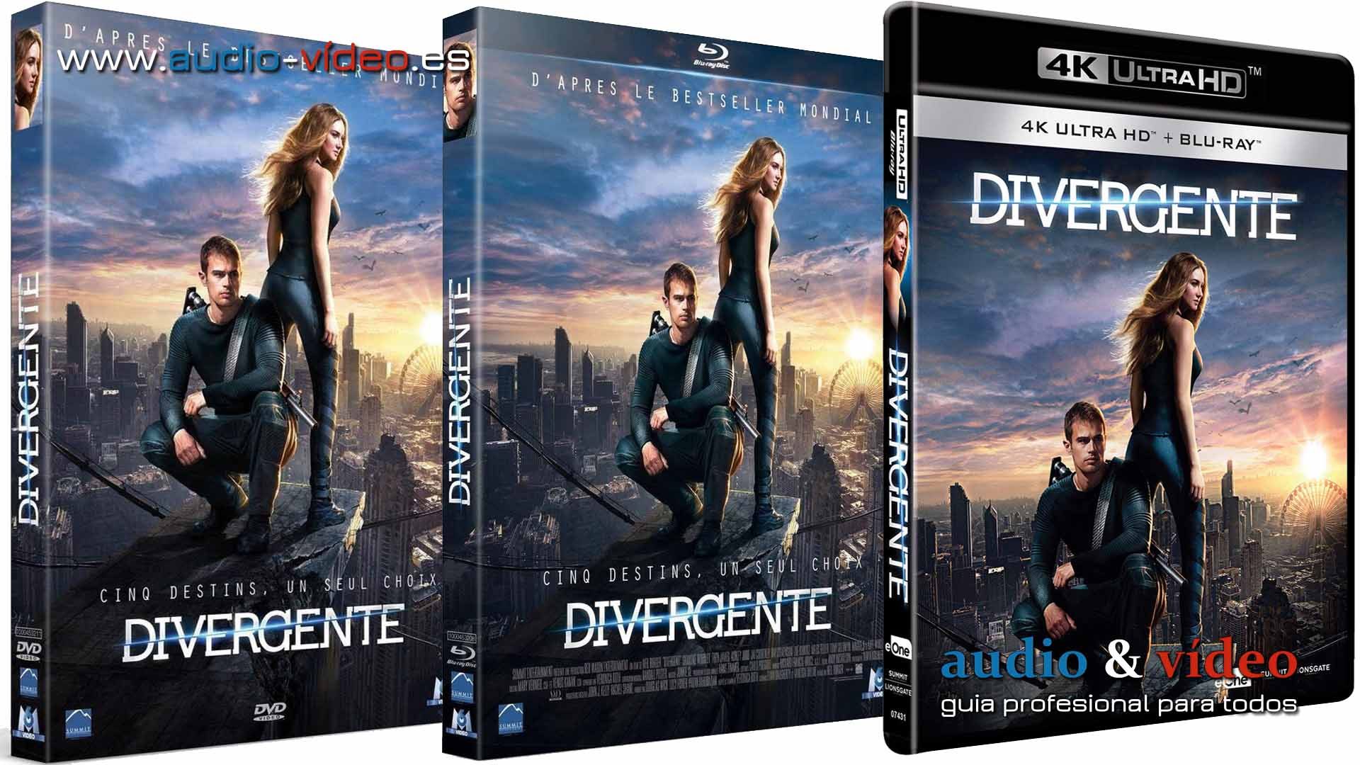 Divergente – 4K, UHD, BluRay, DVD + trailer HD + 3 películas completas + soundtrack