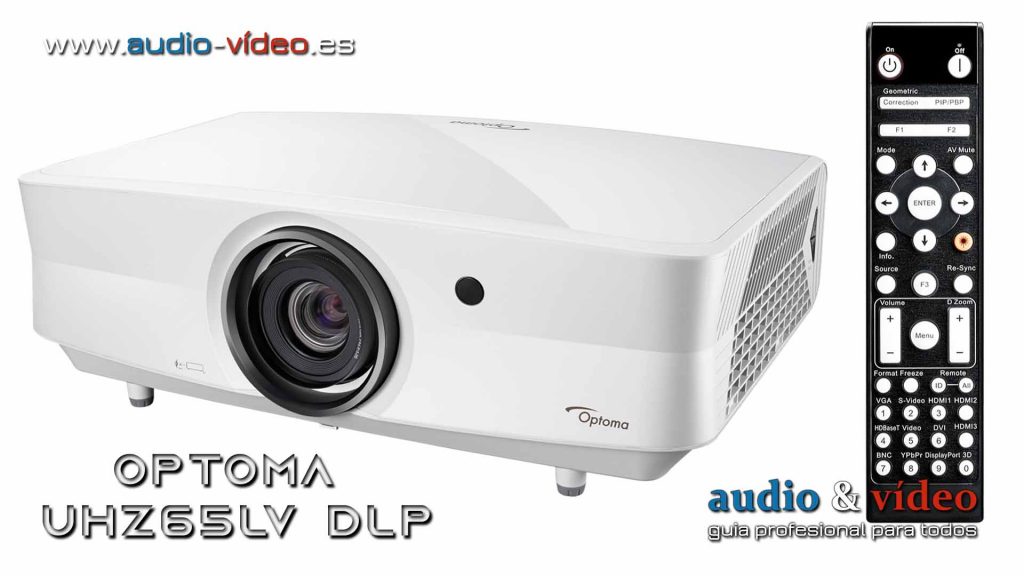 Optoma UHZ65LV DLP proyector frente + mando