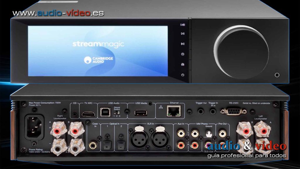 Cambridge Audio - Evo 150 frente, conectores