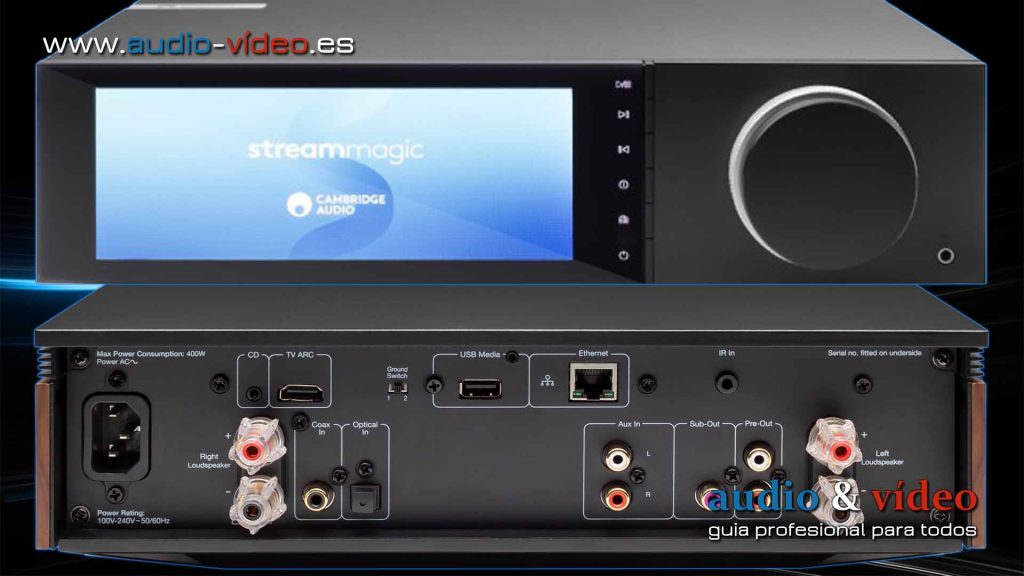 Cambridge Audio - Evo 75 frente, conectores