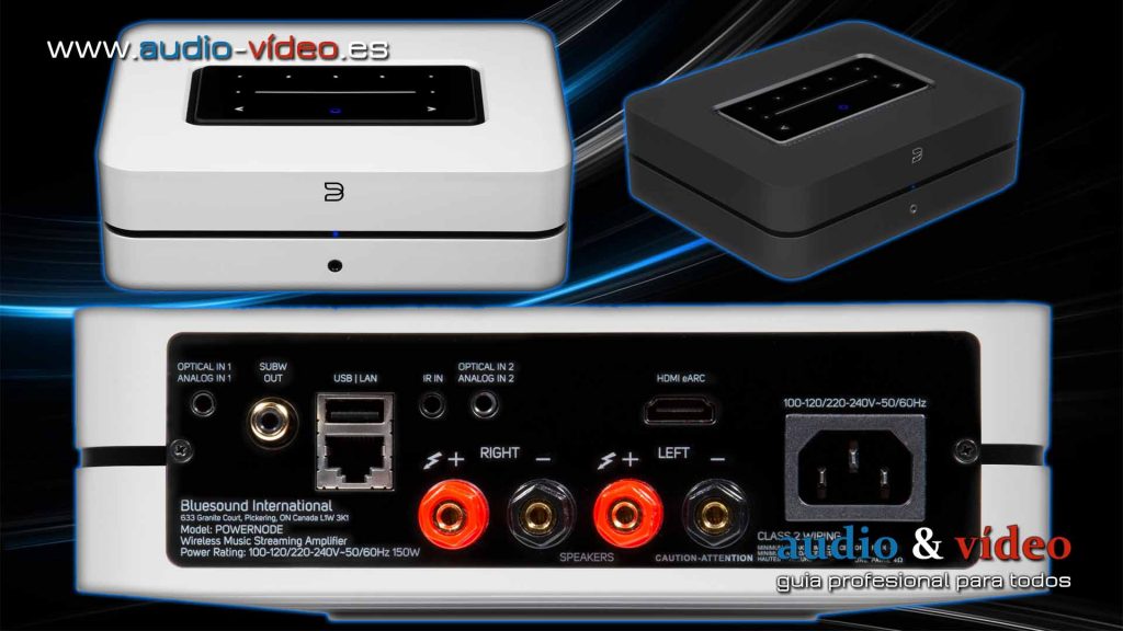 Reproductor RED / streamer / amplificador - Bluesound POWERNODE ver3 - frente y conectores