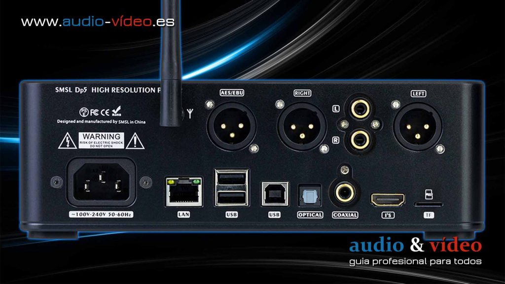 SMSL DP5 - reproductor streamer / DAC - conetctores