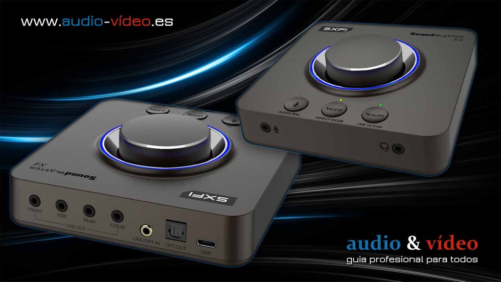 Sound Blaster X4 - USB DAC y Amp Sound Card con Super X-Fi® - frente y conectores