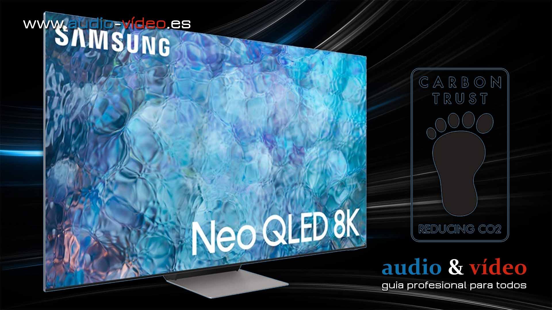 El televisor Neo QLED 8K de Samsung con un certificado de huella de carbono de Carbon Trust.