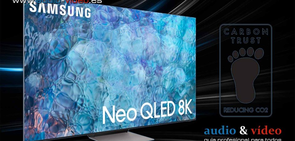 El televisor Neo QLED 8K de Samsung con un certificado de huella de carbono de Carbon Trust.