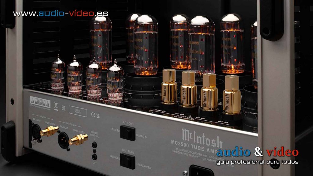 McIntosh MC3500 MKII - reactivación el icónico amplificador utilizado en Woodstock - panel trasero, valvulas, conectores