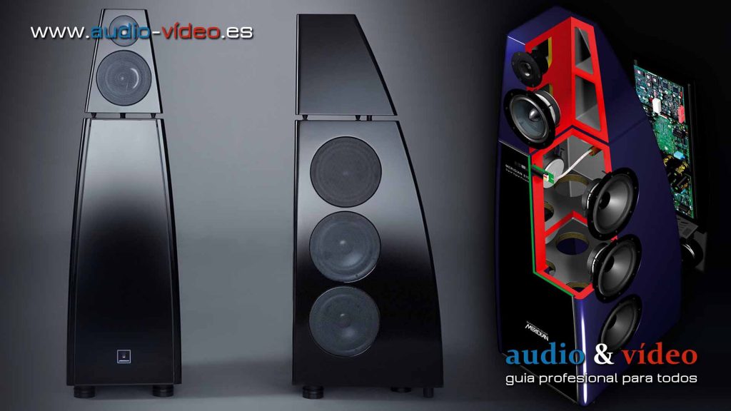 Meridian DSP8000 XE - altavoces Extreme HiEnd - frente, sección transversal 