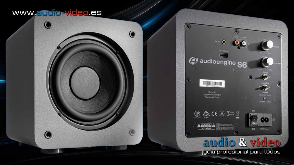 Audioengine S6 - subwoofer activo - frente, panel trasero
