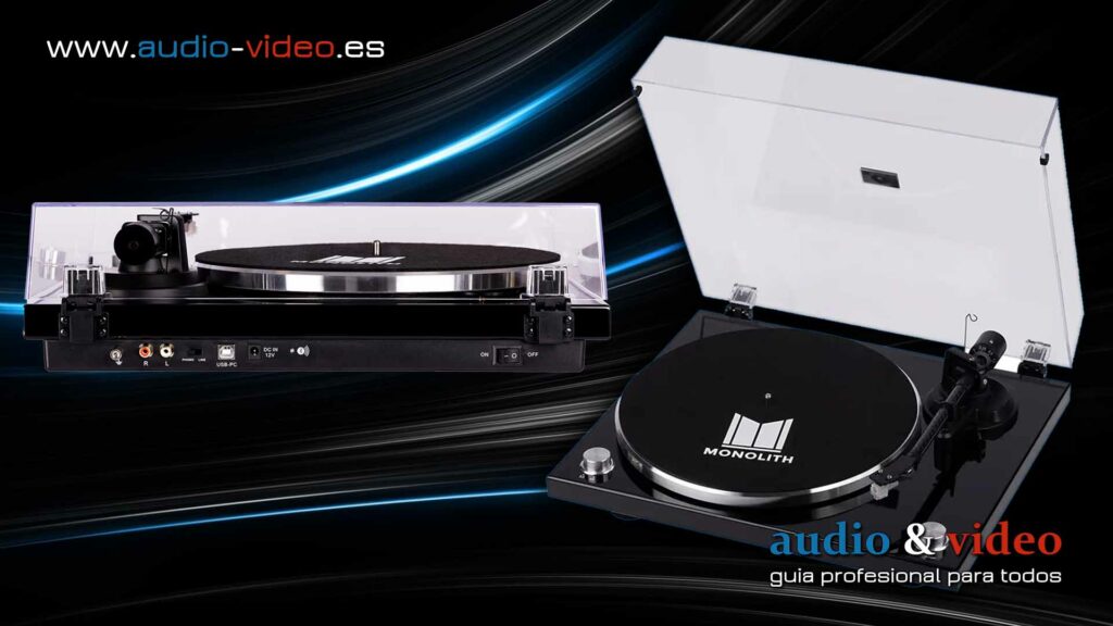 Premium Monolith Belt-Drive - Tocadiscos de Monoprice y Audio-Technica - frente, panel trasero