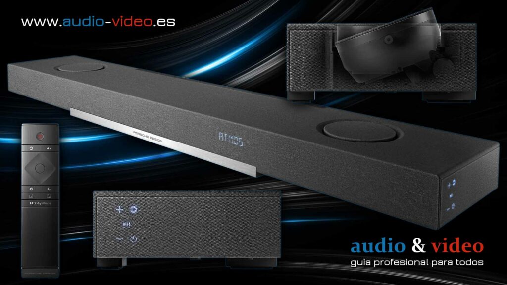 Porsche Design - PDB90 - barra de sonido Dolby Atmos y DTS:X - frente, mando