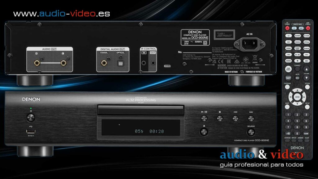 Denon DCD-900NE - reproductor CD y SACD. Frente, panel trasero y mando